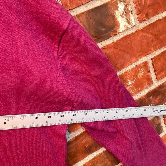 J. Jill Womens Large Oversized Boxy Magenta Pink Knit Sweater Top Front Pockets - Picture 7 of 7